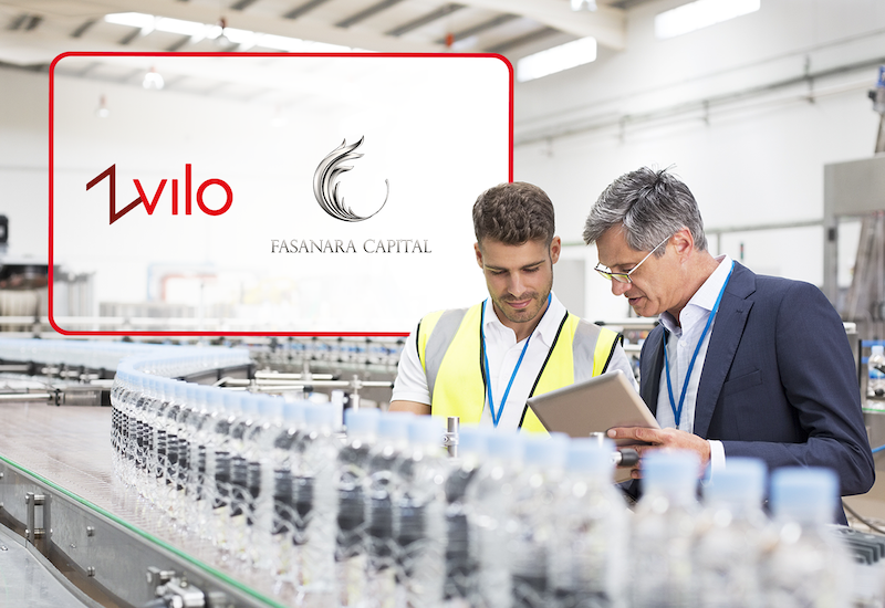 People in factory operating production line. Zvilo and Fasanara Capital logos.